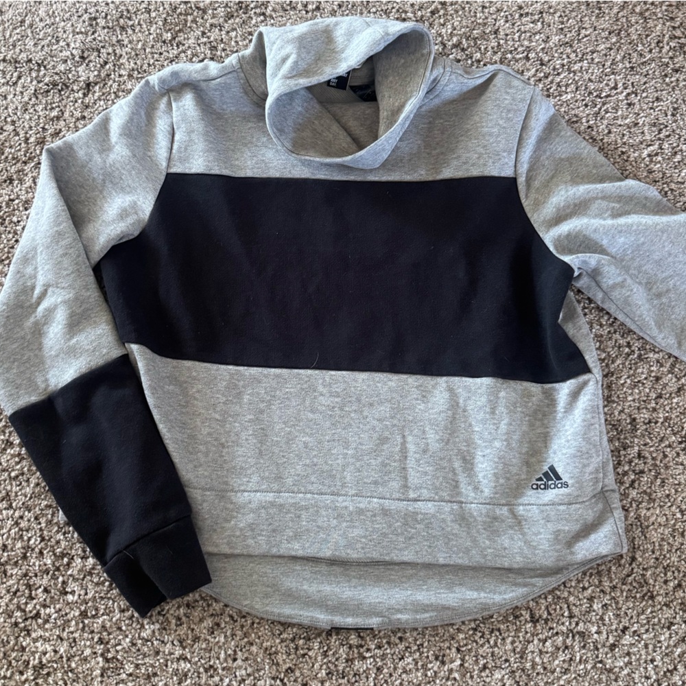 adidas womens Gray and Black Hooded Sweatshirt
